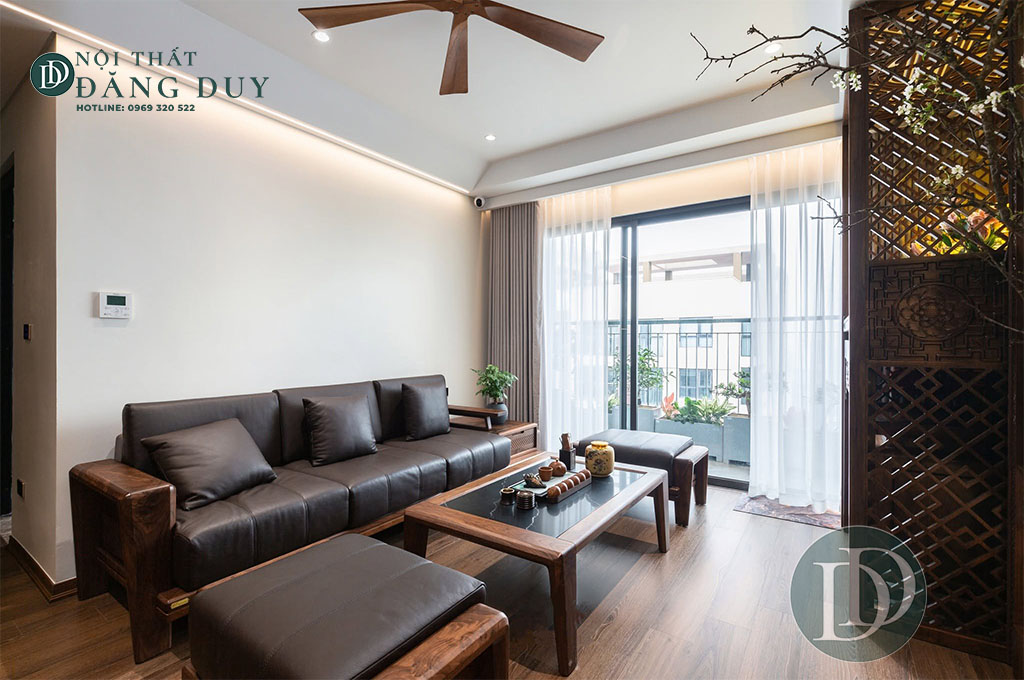Nội thất gỗ óc chó căn Duplex
