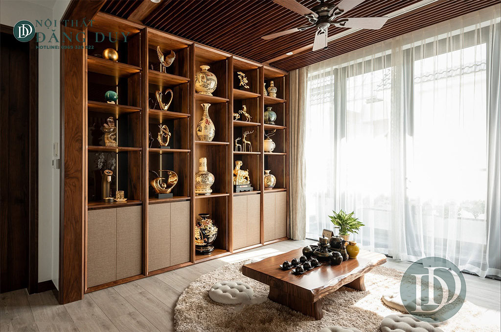 Tủ trưng bày ấm chén và bộ sưu tập trà