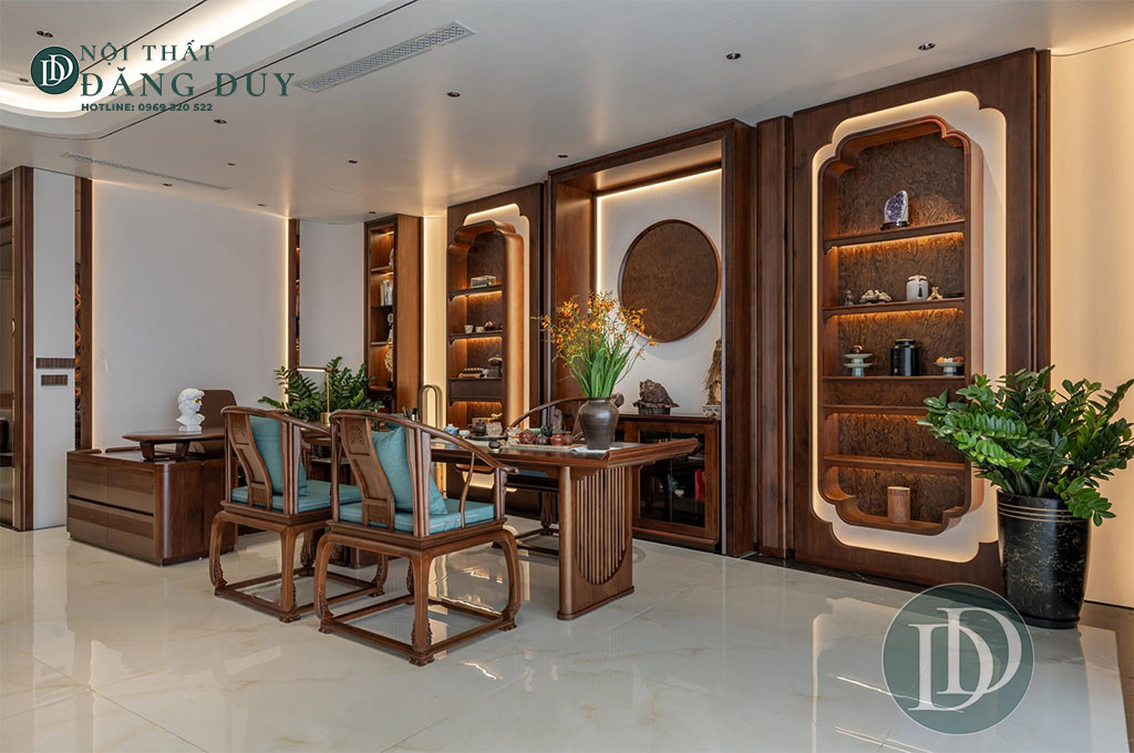 Phòng Trà Gỗ Óc Chó Sang Trọng