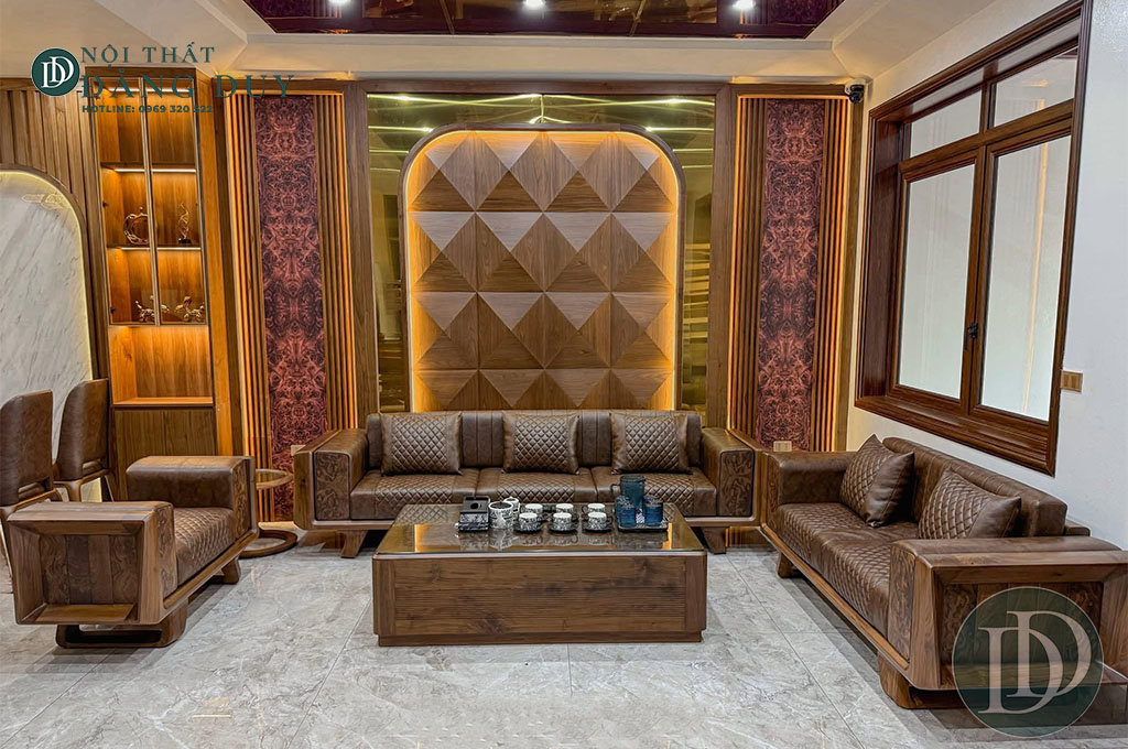 Sofa gỗ óc chó phù hợp với phong cách luxuly
