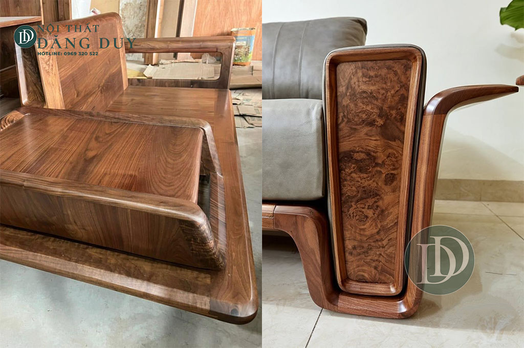 Thi công sofa gỗ óc chó